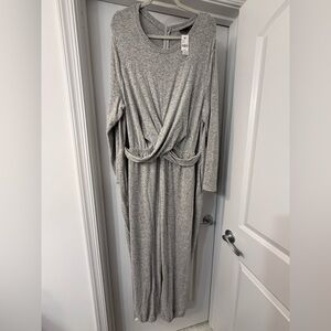 Gray Long Sleeve Knotted Cozy Romper (Lane Bryant 26/28)